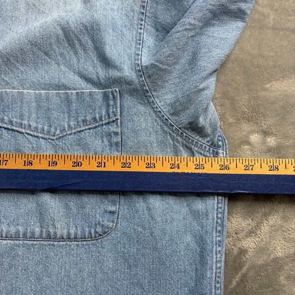 Cherokee Men's Denim Shirt Blue Size XL Collared Long Sleeve Cotton Thrashed VTG - Picture 12 of 16